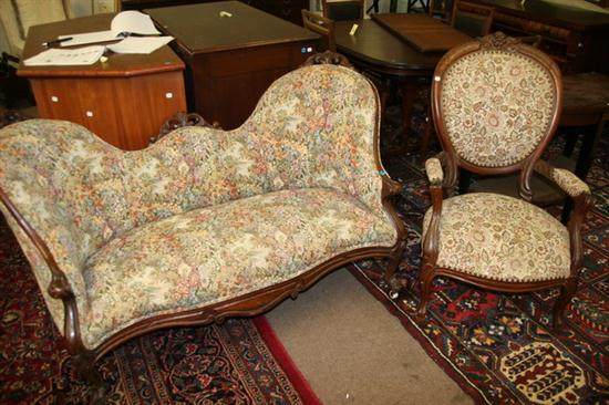 VICTORIAN LOVESEAT AND OPEN ARM