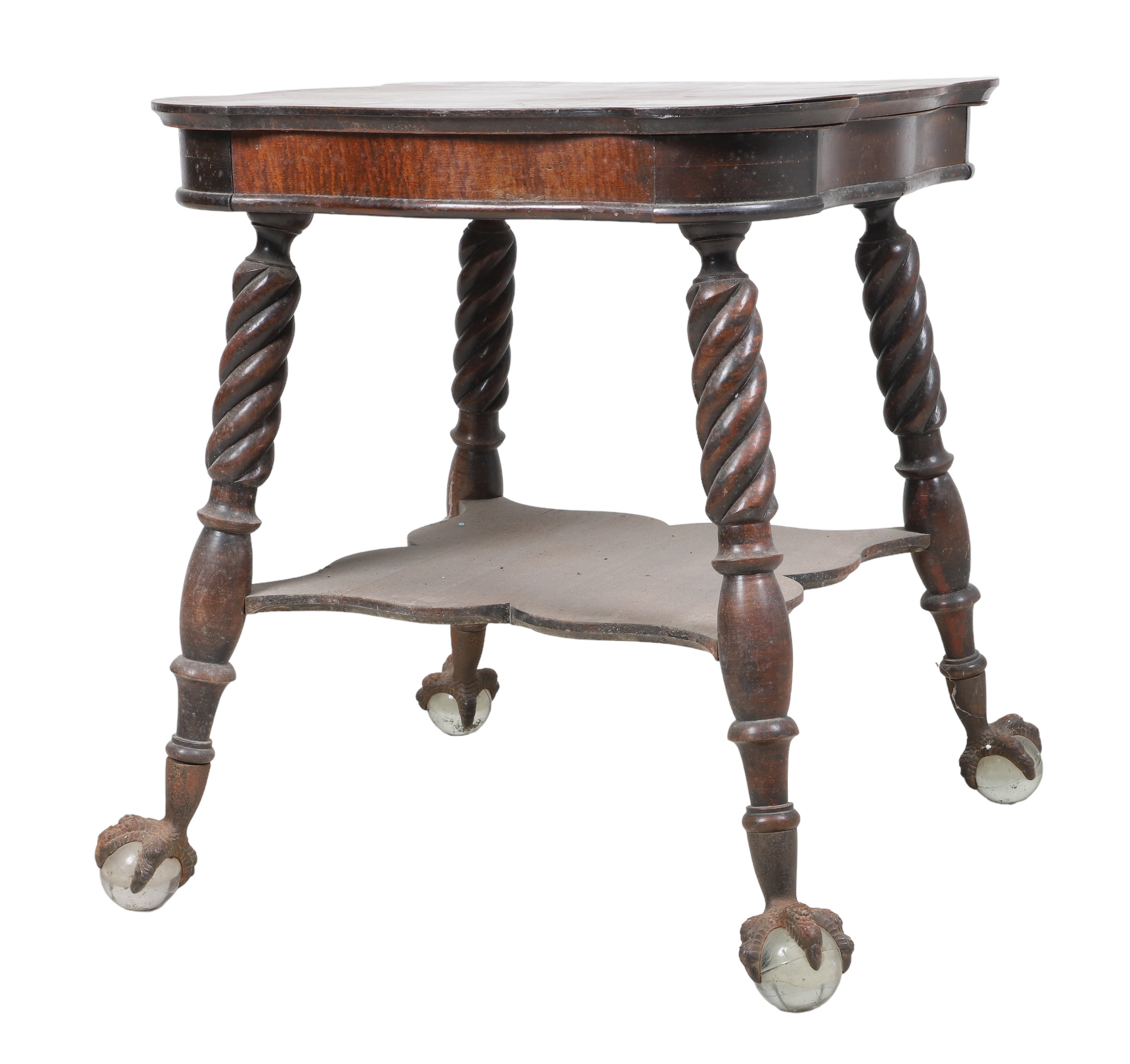 Victorian mahogany 2-tier lamp