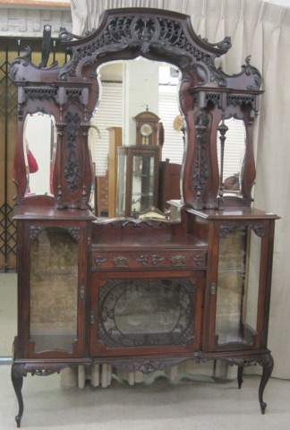 VICTORIAN MAHOGANY CHINA DISPLAY
