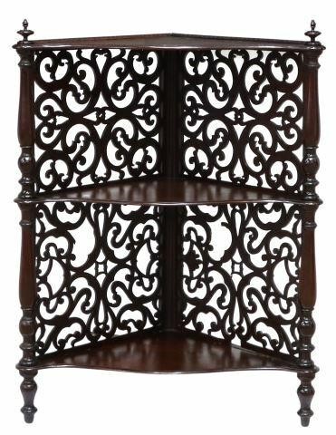 VICTORIAN MAHOGANY CORNER ETAGERE