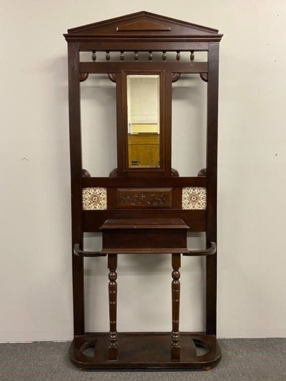 Victorian mahogany hall tree with