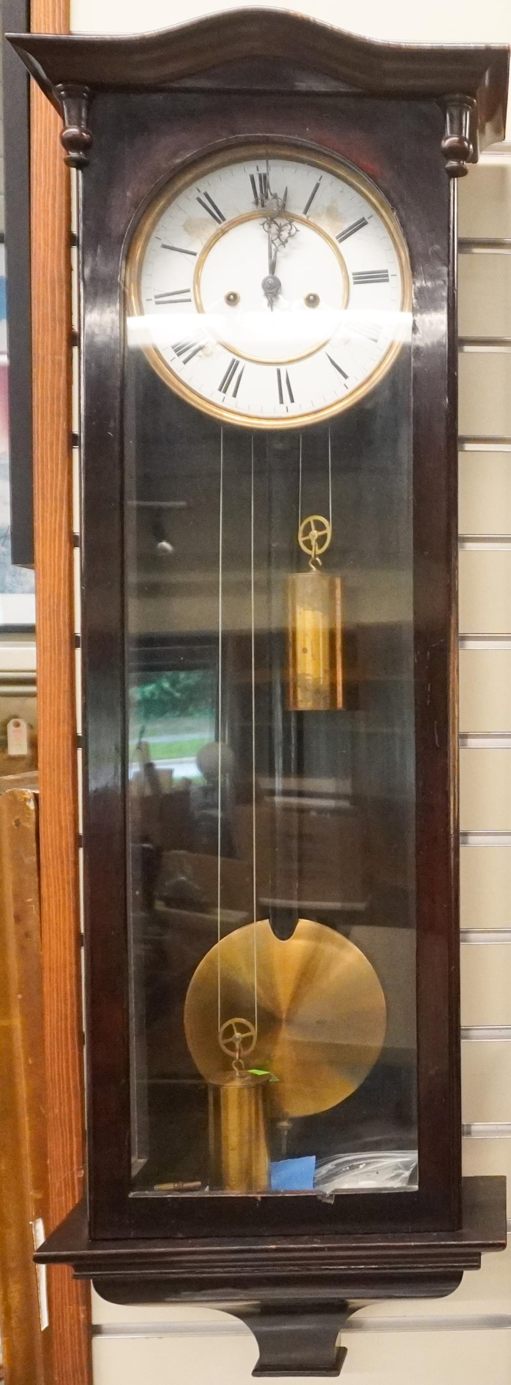 VICTORIAN MAHOGANY HANGING CLOCK H: