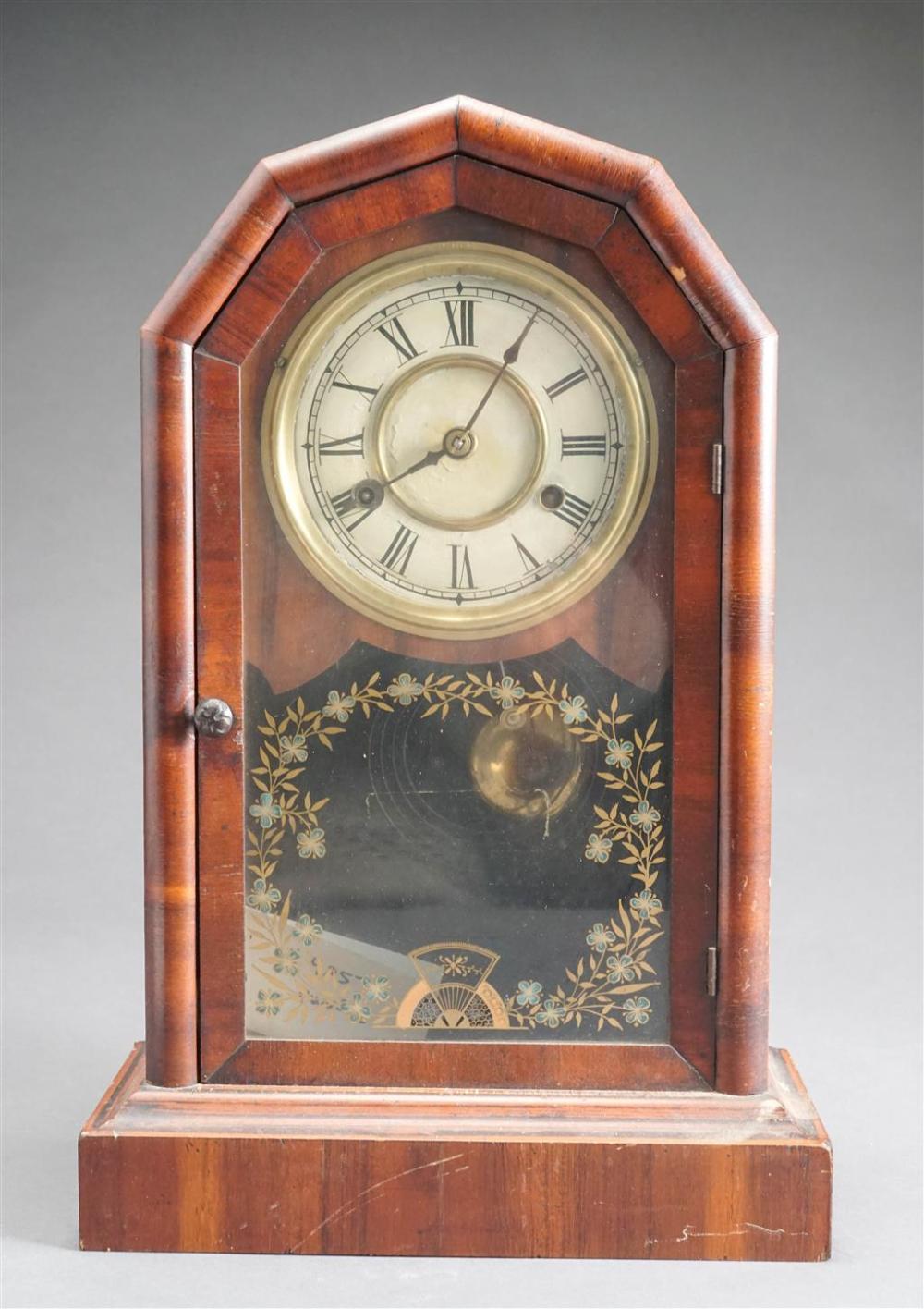 VICTORIAN MAHOGANY MANTLE CLOCK, H:
