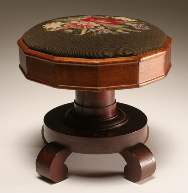 Victorian mahogany needlepoint foot