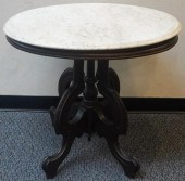 VICTORIAN MAHOGANY OVAL MARBLE