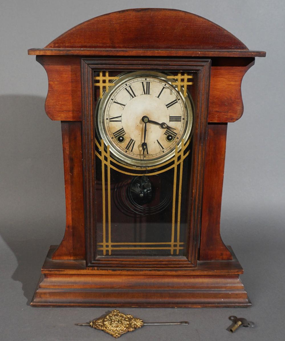 VICTORIAN MAHOGANY SHELF CLOCK,