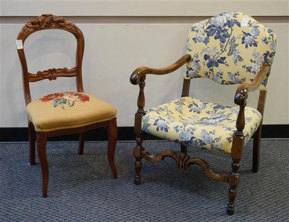 VICTORIAN MAHOGANY SIDE CHAIR AND