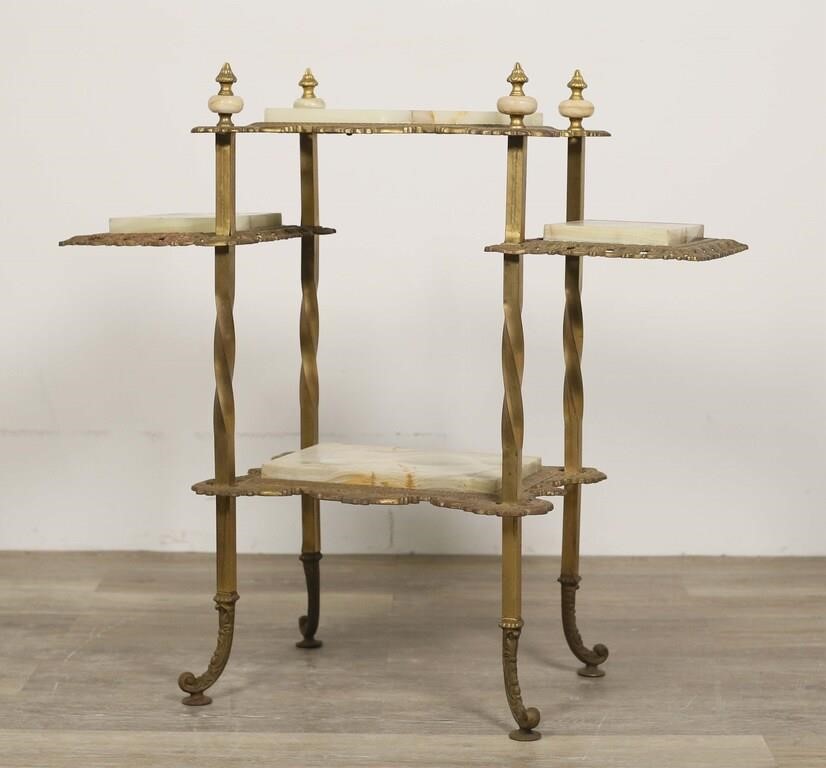 VICTORIAN MARBLE AND BRASS TIERED