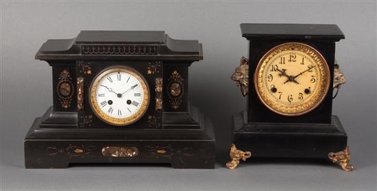 Victorian marble mantel clock and a