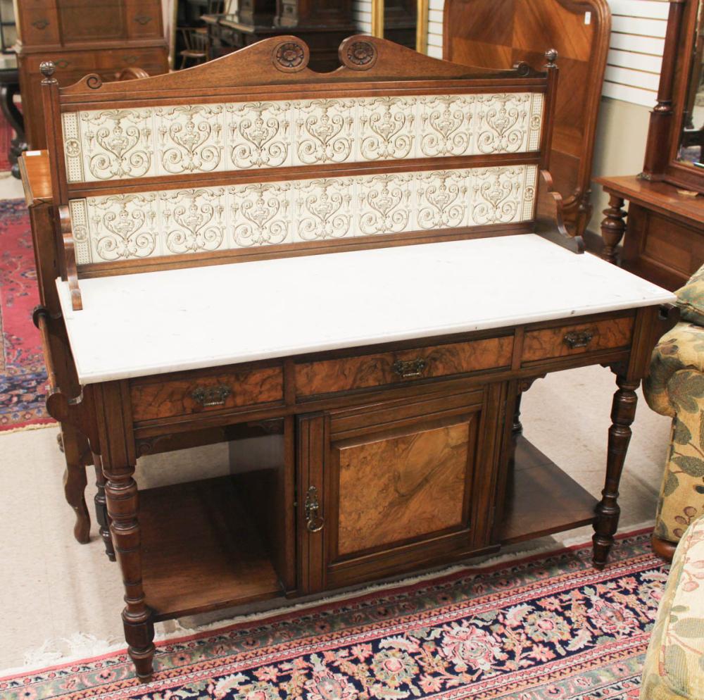 VICTORIAN MARBLE-TO AND TILE-BACK