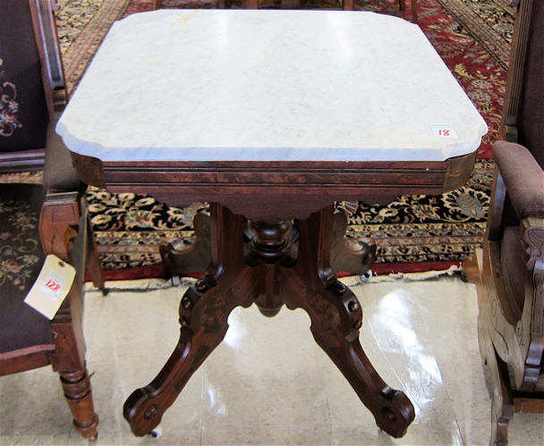 VICTORIAN MARBLE-TOP LAMP TABLE