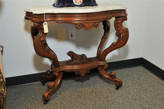 VICTORIAN MARBLE TOP TABLE.
