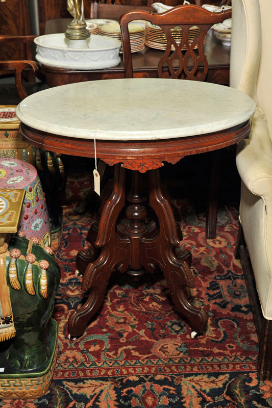 VICTORIAN MARBLE TOP TABLE.