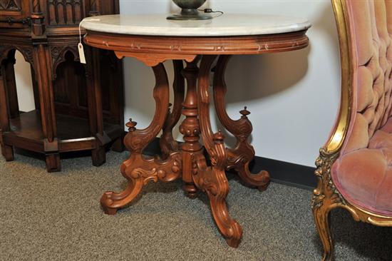 VICTORIAN MARBLE TOP TABLE.