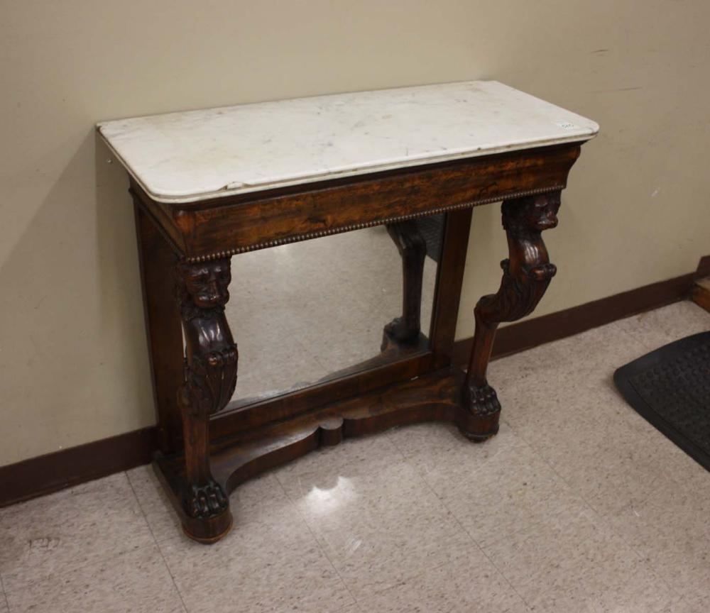 VICTORIAN MARBLE-TOP WALNUT CONSOLE
