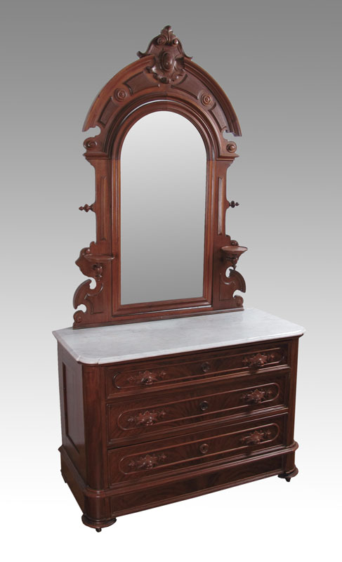 VICTORIAN MARBLE TOP WALNUT DRESSER