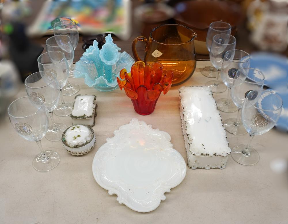 VICTORIAN MILK GLASS FOUR PIECE