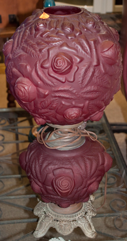 Victorian molded ruby glass lamp