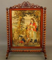 VICTORIAN NEEDLEWORK FIRE SCRE