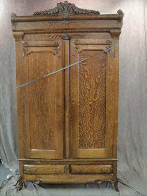 Victorian Oak  2 Door Armoire