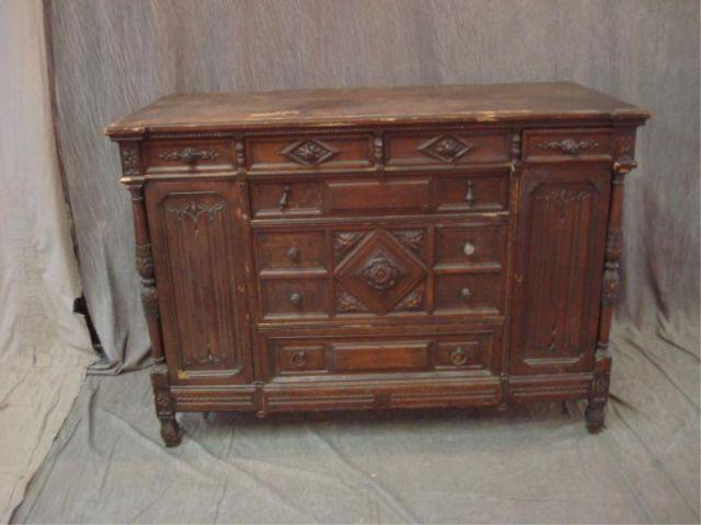 Victorian Oak 2 Door Multi Drawer