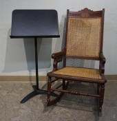 VICTORIAN OAK AND CANED SEAT A