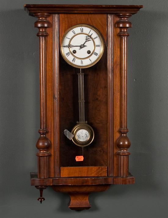 Victorian oak and glass wall clock,
