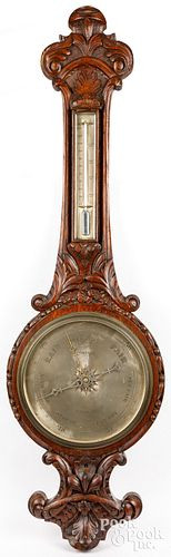 VICTORIAN OAK BAROMETER, SIGNE