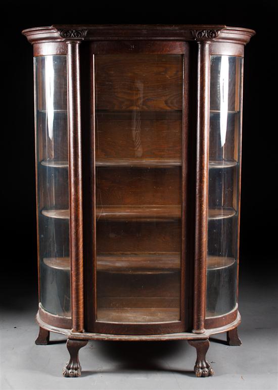 Victorian oak bow-front china