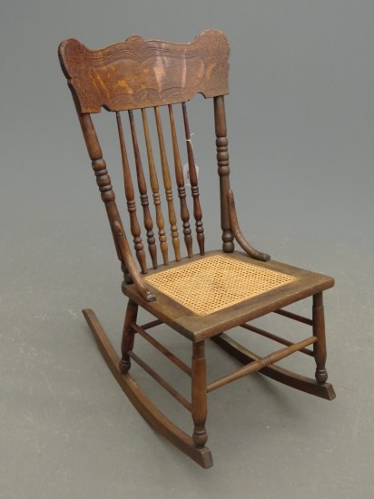 Victorian oak cane seat pressed
