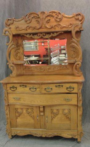 Victorian Oak Chest with Mirror.
