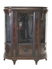 VICTORIAN OAK CHINA CABINET, H