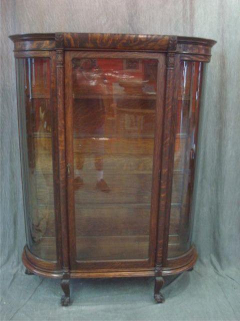 Victorian Oak Curved Glass China