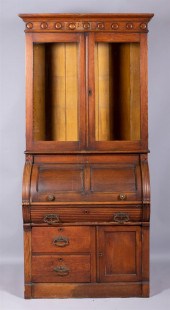 VICTORIAN OAK CYLINDER BUREAU