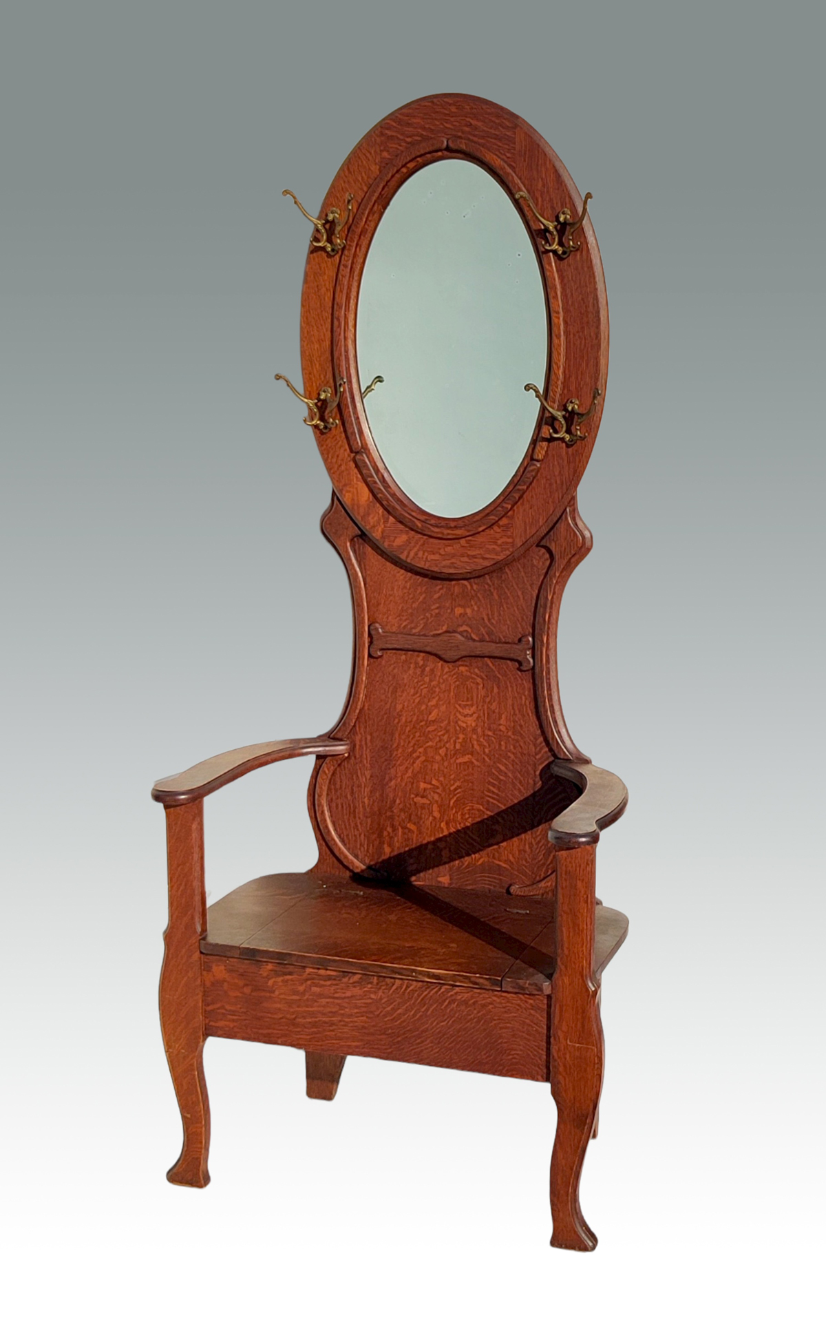 VICTORIAN OAK HALL TREE: Having a