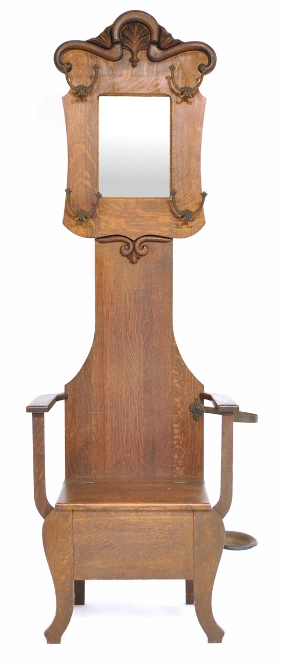 Victorian oak hall tree  mirror top