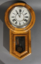 VICTORIAN OAK HANGING CLOCK, H