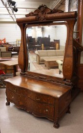 VICTORIAN OAK LOW DRESSER WITH