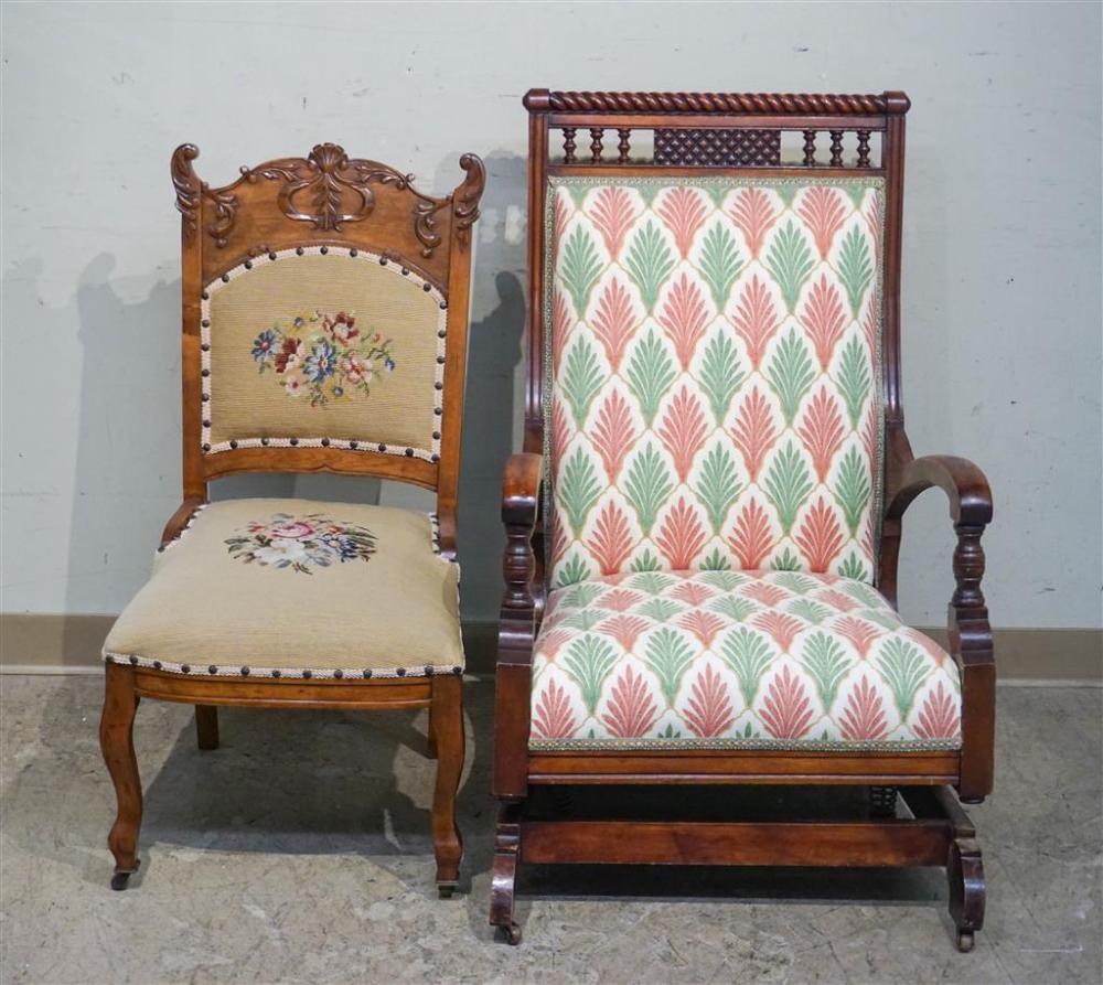 VICTORIAN OAK MACHINE TAPESTRY