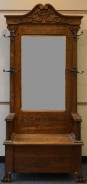 VICTORIAN OAK MIRROR-BACK HALL