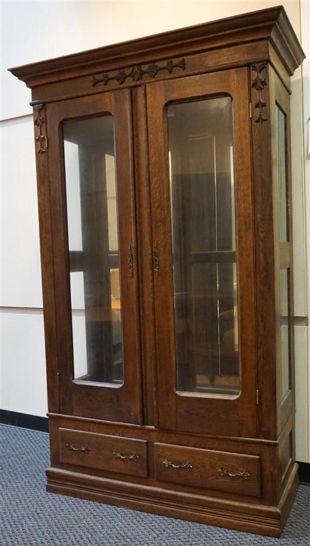 VICTORIAN OAK MIRRORED-BACK