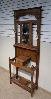 VICTORIAN OAK MIRRORED BACK HA