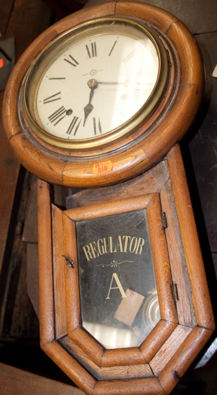 Victorian oak regulator clock