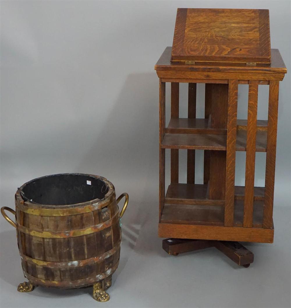 VICTORIAN OAK ROTATING BOOKCASE