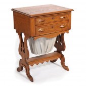 VICTORIAN OAK SEWING TABLE WIT