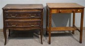 VICTORIAN OAK SIDE TABLE AND A