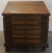 VICTORIAN OAK SIX-DRAWER SPOOL