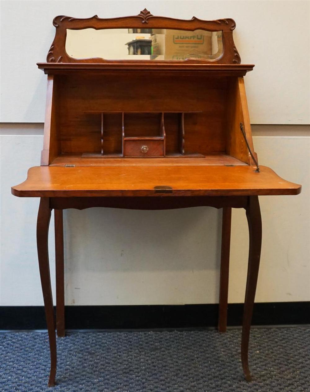 VICTORIAN OAK SLANT-FRONT LADIES'