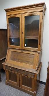 VICTORIAN OAK SLANT-FRONT SECR