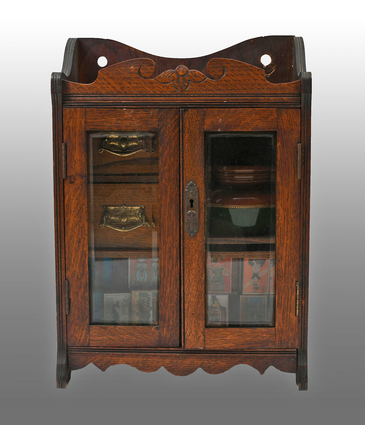 VICTORIAN OAK SMOKER'S CABINET WITH